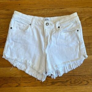 Pistola White Denim Stretch Cotton Cut Off Jean Shorts
